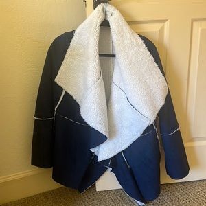 Oversized blue Sherpa coat